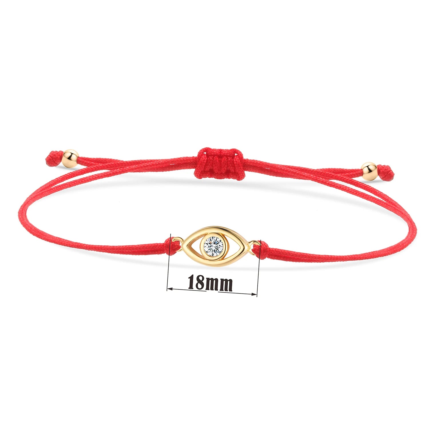 Single Cubic Zirconia Crystal Evil Eye Charm Bracelet Women Gold-plated Brass CZ Zircon Red String Kaballah Luck Protect Jewelry-Serilas
