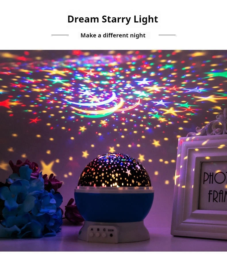 Night Lamp Projector Starry Sky Night Light Projector Baby Lamp Decor Rotating Starry Nursery Moon Galaxy Projector Table Light-Serilas