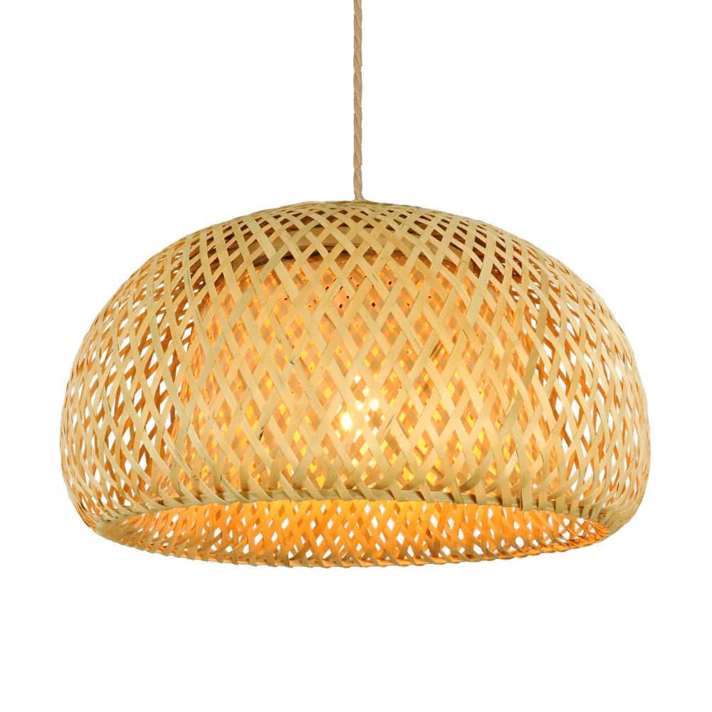 BambuAura™ Hand-Woven Bamboo Rattan Pendant Lantern