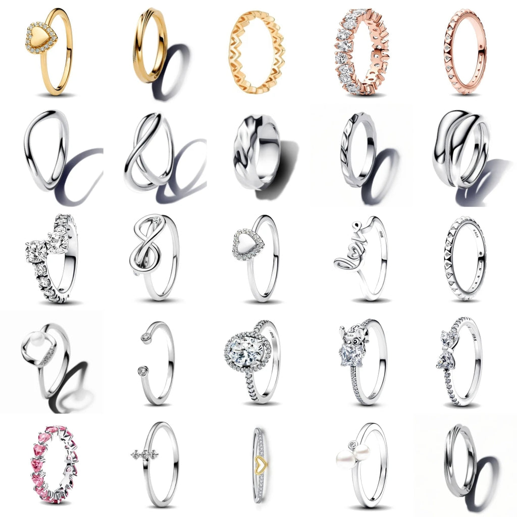 2025 New 925 Sterling Silver MINISO Stitch Bow Shaped Heart zircon Heart Ring Size 6 7 8 9 Rings Fashion Fine Jewelry For Women-Serilas