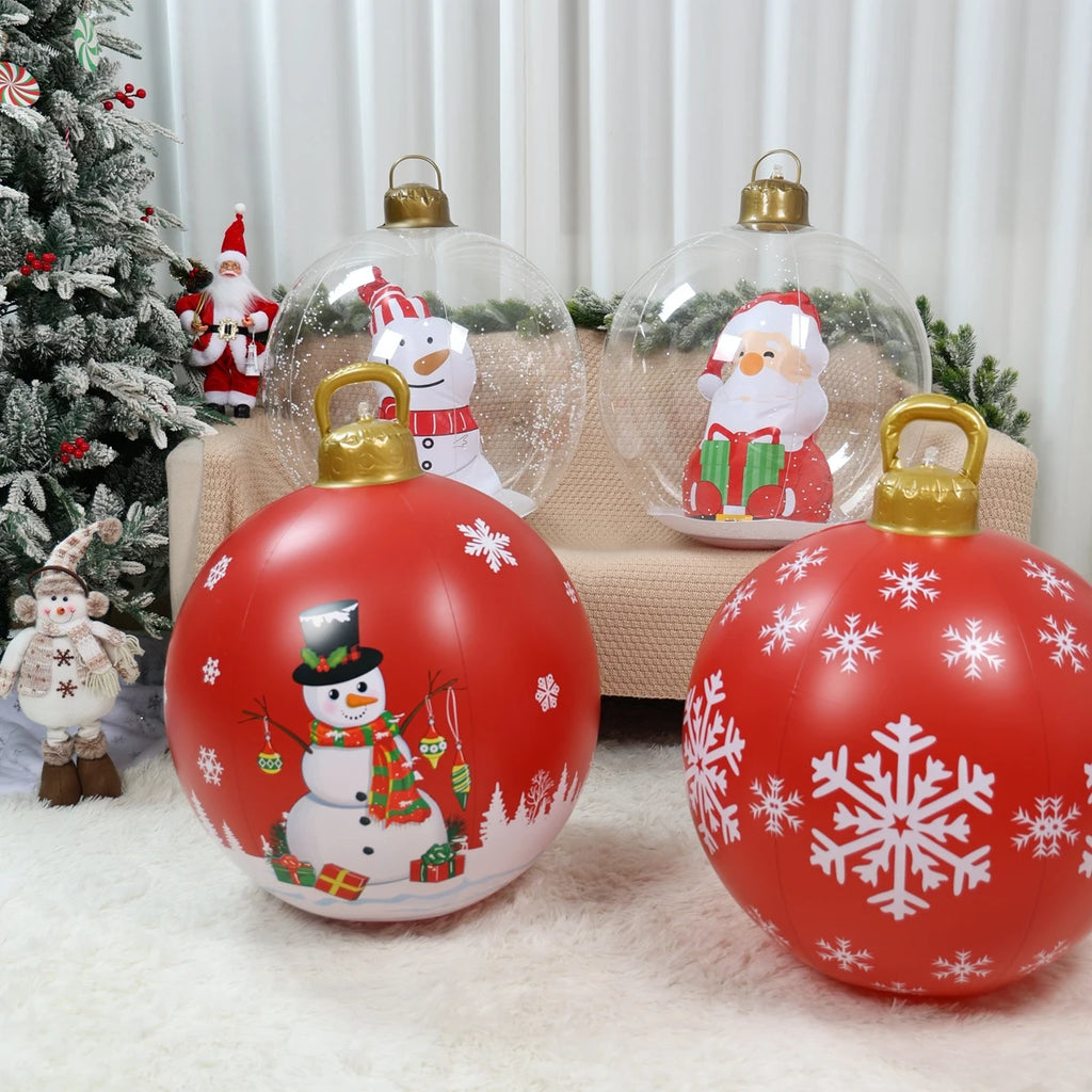 Christmas Giant Inflatable Christmas Ball Outdoor Inflatable Decor Snowman Santa Claus PVC Inflatable Decorated Transparent Ball-Serilas