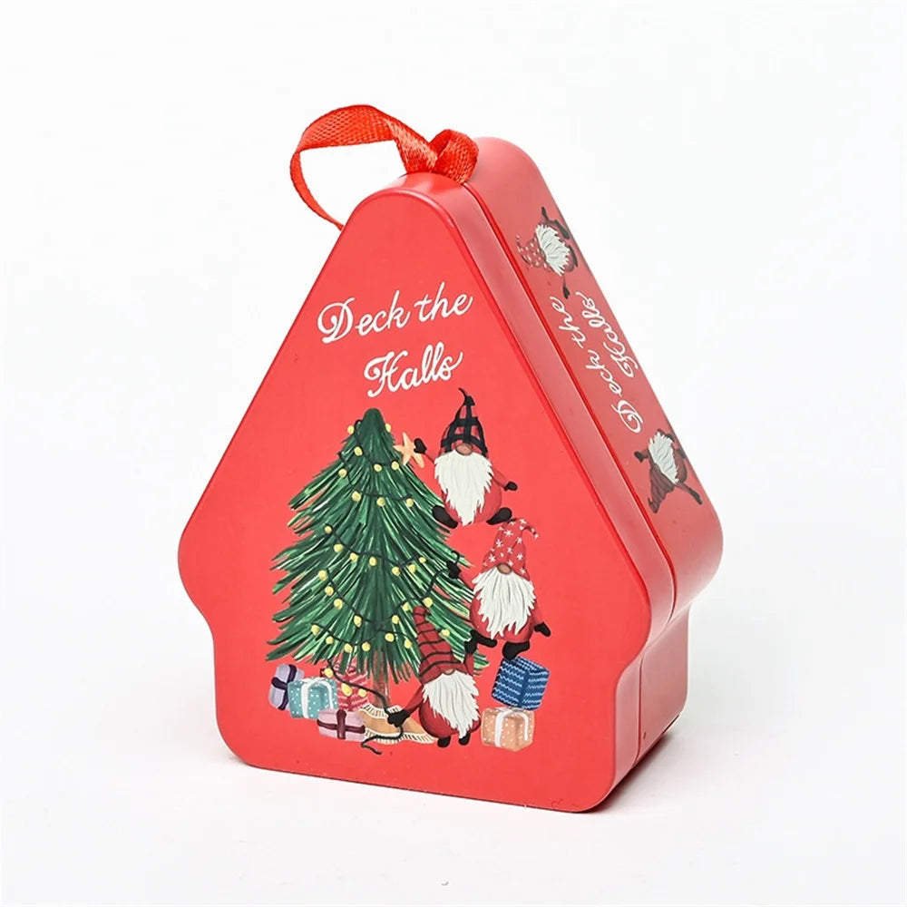 Christmas Tin Gift Box Cartoon Printed Tinplate Box Square Candy Storage Container for Xmas Holiday Packaging Supplies-Serilas