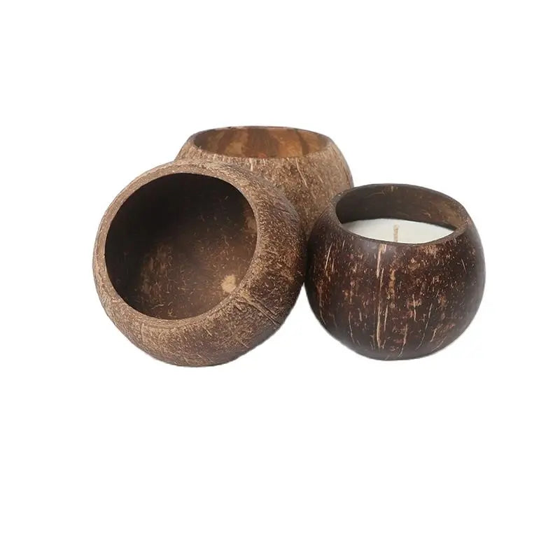 Creative Rough Coconut Shell Candle Holder (No Candle) Coconut Candlestick Romantic Decor Household Ornaments-Serilas