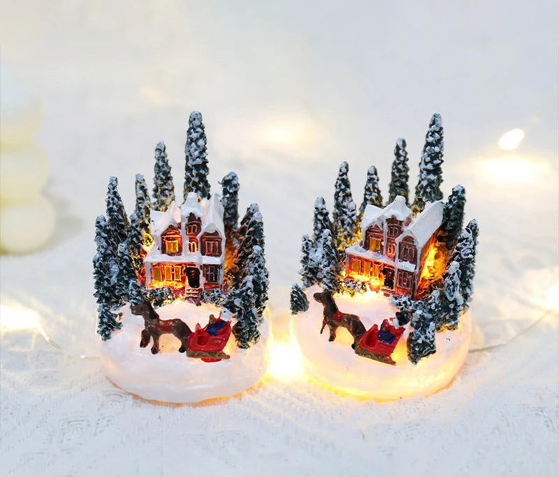 Christmas Decorations  LED Night Lights Luminous Micro Landscape House Children's Creative Gift Christmas New Year Ornaments-Serilas