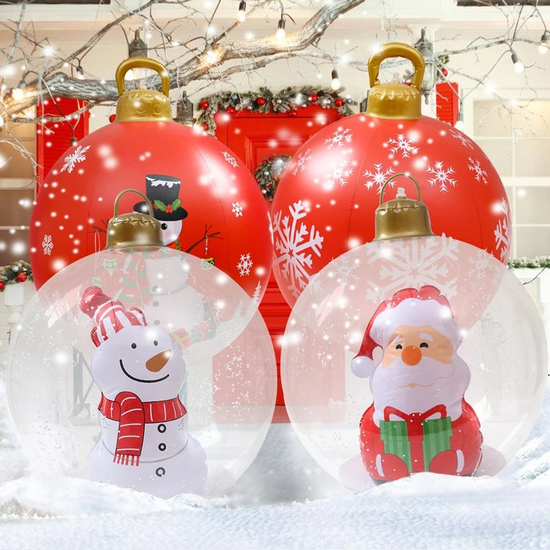 Christmas Giant Inflatable Christmas Ball Outdoor Inflatable Decor Snowman Santa Claus PVC Inflatable Decorated Transparent Ball-Serilas