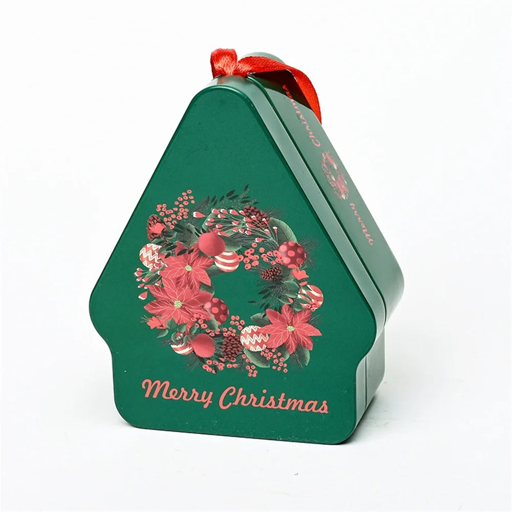 Christmas Tin Gift Box Cartoon Printed Tinplate Box Square Candy Storage Container for Xmas Holiday Packaging Supplies-Serilas