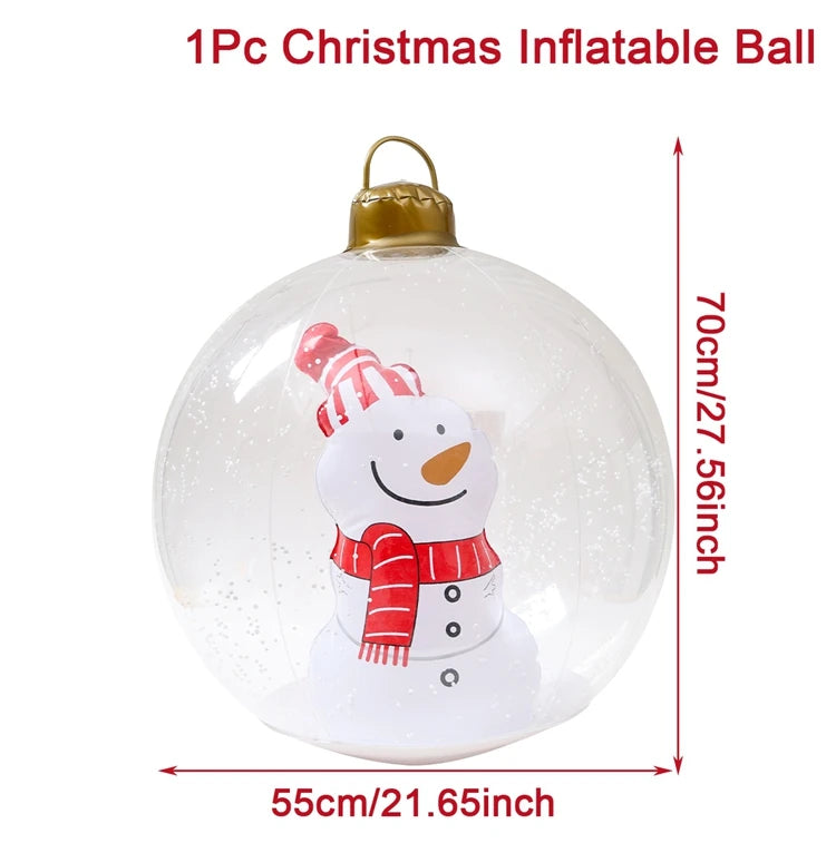 Christmas Giant Inflatable Christmas Ball Outdoor Inflatable Decor Snowman Santa Claus PVC Inflatable Decorated Transparent Ball-Serilas