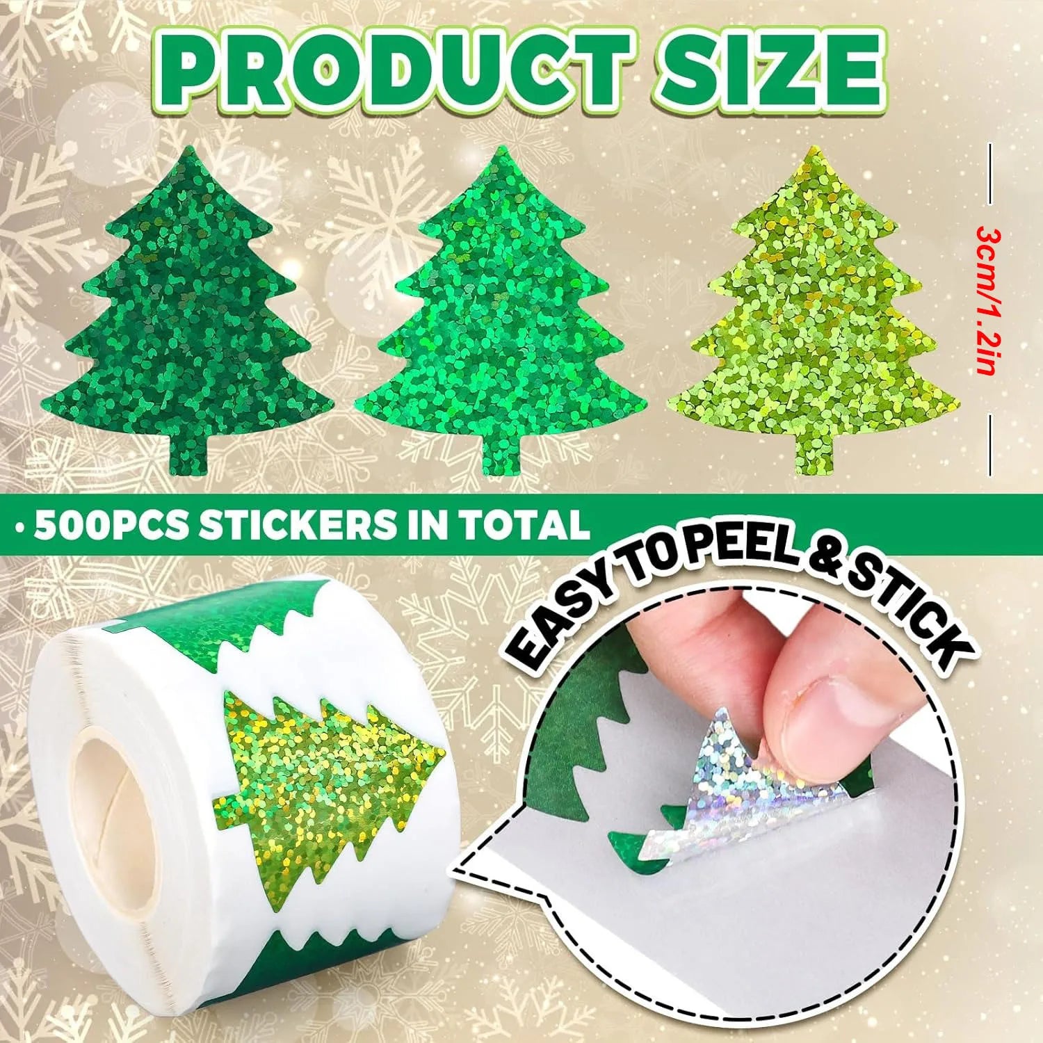 Christmas Tree Holiday Glitter Decor Gift Wrap Stickers Festive Atmosphere Decor Gift Stickers Perfect for Holiday Decor Gift Card Boxes Holiday Gift Decor Stickers-Serilas