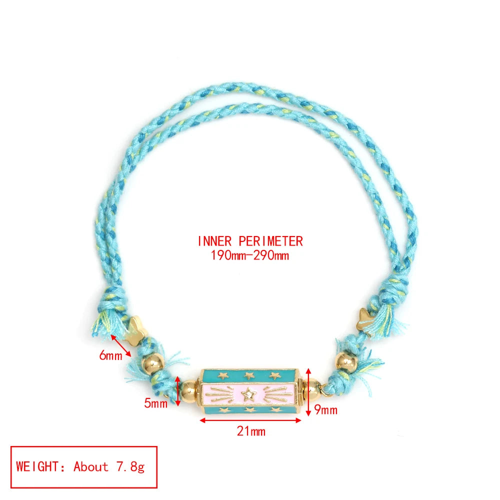 Lucky Eye Copper Enamel Turkish Evil Eye Charm Bracelet DIY Adjustable Rope Chain Bracelet for Women Men Girls Fashion Jewelry-Serilas