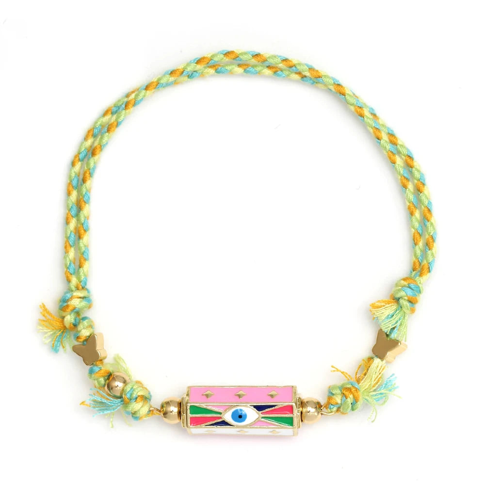 Lucky Eye Copper Enamel Turkish Evil Eye Charm Bracelet DIY Adjustable Rope Chain Bracelet for Women Men Girls Fashion Jewelry-Serilas