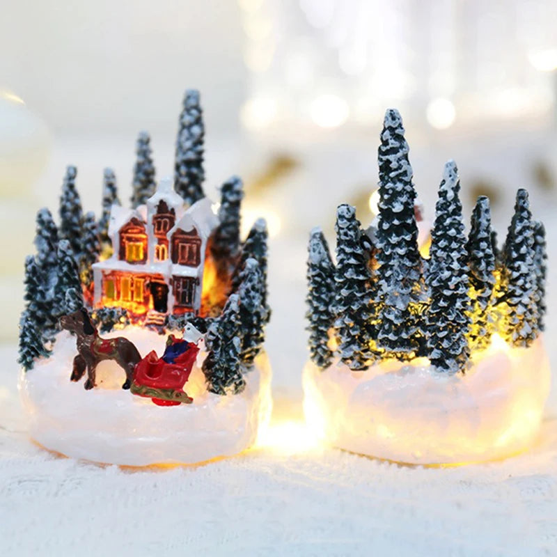 Christmas Decorations  LED Night Lights Luminous Micro Landscape House Children's Creative Gift Christmas New Year Ornaments-Serilas