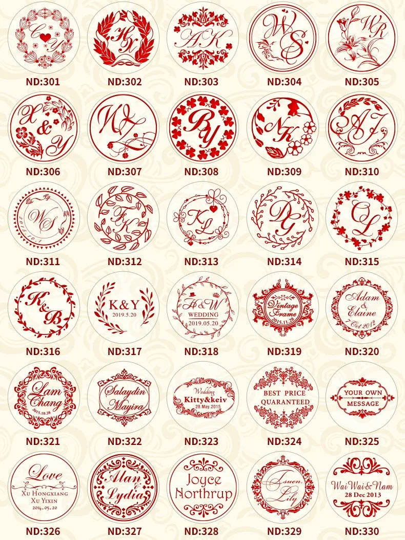 Ornament wreath Name Wedding Customized Wax Stamp Initial stamp,DIY Ancient Seal Retro Stamp,Personalized designVintage Wax Seal-Serilas