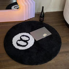 Plush Black 8 Ball Rug Creative Soft Anti-slip 8 Ball Carpet Round Skin Friendly 8 Ball Mat Hoom Decor-Serilas