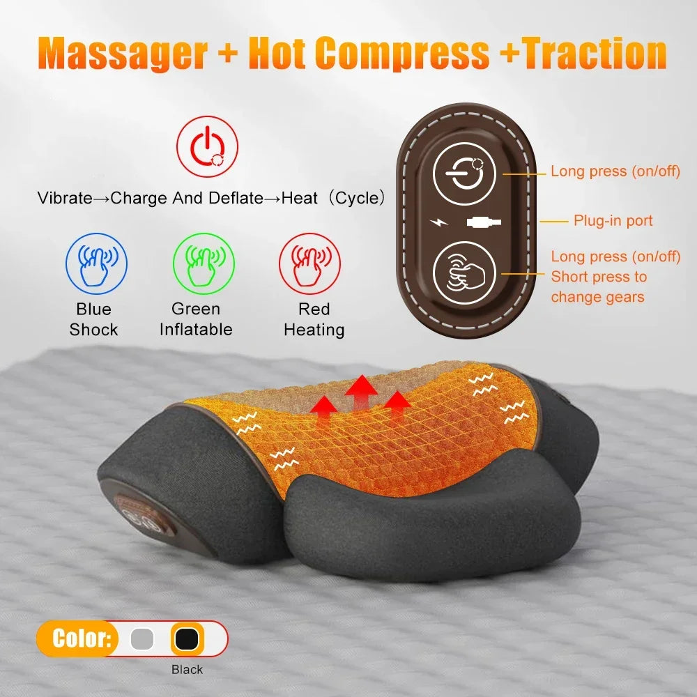 Electric Neck Massager Pillow Cervical Stretcher Heating Vibration Massage Back Traction Orthopedic Sleeping Pillows Support-Serilas