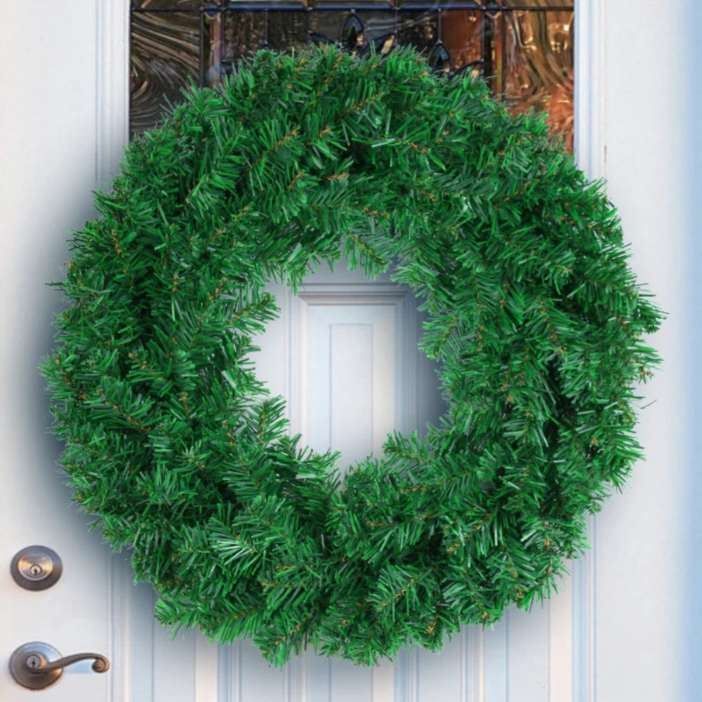 30/40/50cm Artificial Green Wreath PVC Wall Wreaths Seasonal Home The Wreath Christmas Ribbon Wreath Front Door Fall Wreaths-Serilas