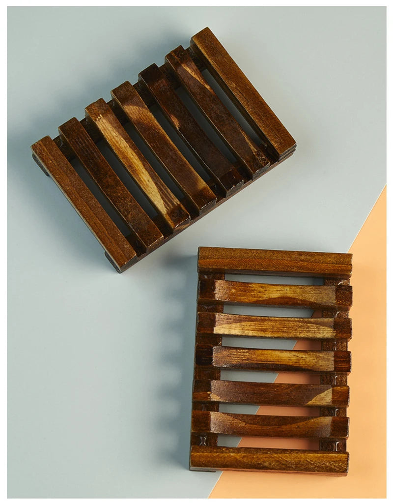Natural Bamboo Soap Holder Wooden Bathroom Soap Storage Rack Prevent Mildew Soap Draining Box Organizers Bathroom Accessories-Serilas