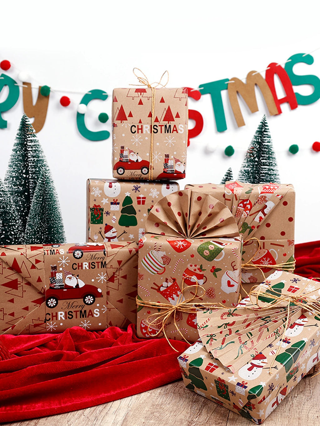 Christmas Gift Wrapping Paper Christmas Trees Handmade Paper Gift Wrapping Paper Flower Bouquet Packaging Paper-Serilas