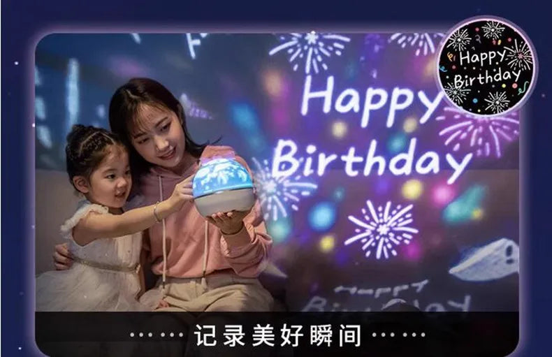 Starry Projector Night Light Rotating Sky Moon Lamp Galaxy Lamp Home Bedroom Decoration Starlight Christmas Lights for Kids Gift-Serilas