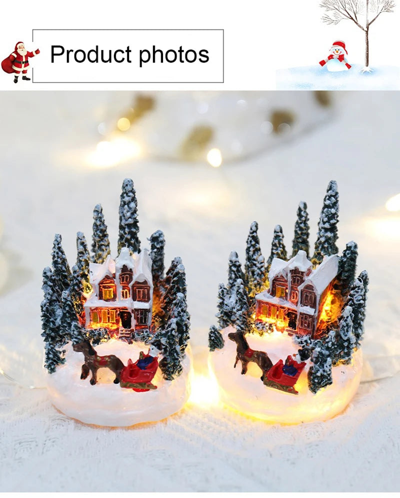 Christmas Decorations  LED Night Lights Luminous Micro Landscape House Children's Creative Gift Christmas New Year Ornaments-Serilas