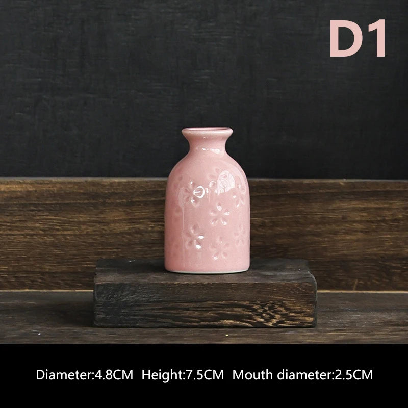 Ins Ceramics Flower Vase Nordic Hydroponics Vases Creative Room Decor Mini Flower Plant Bottle Pots Table Ornament Colorful Vase-Serilas