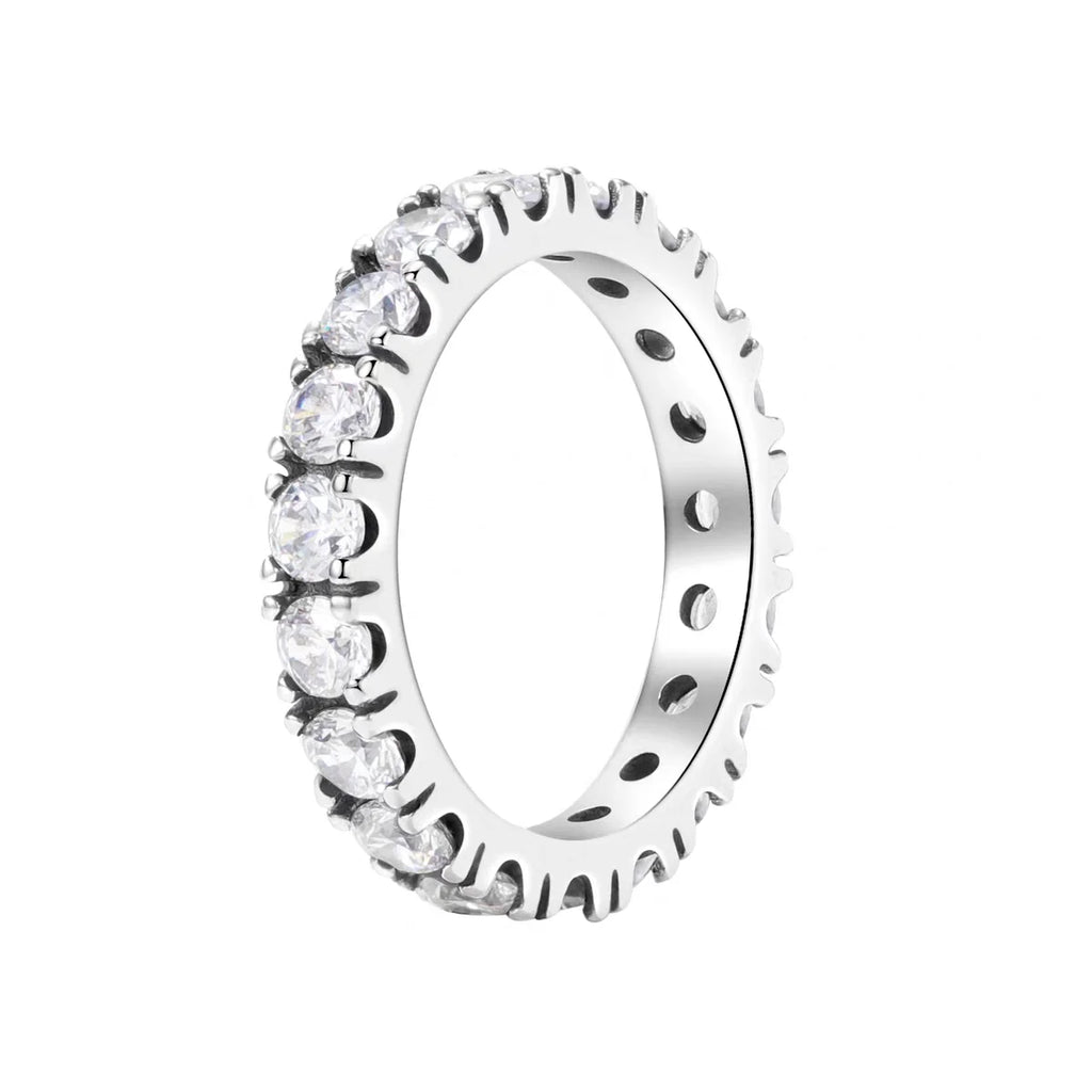 925 Silver Black Sparkling Eternity Ring Pink Heart Design – Women’s CZ Wedding Jewelry JZ017-Serilas