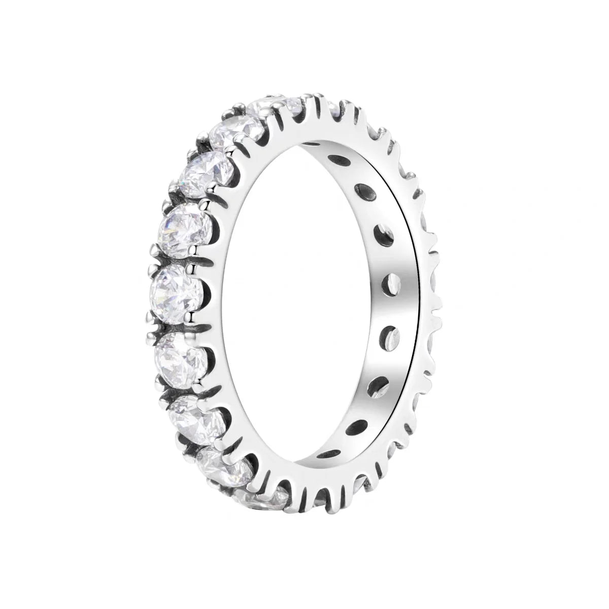 925 Silver Black Sparkling Eternity Ring Pink Heart Design – Women’s CZ Wedding Jewelry JZ017-Serilas