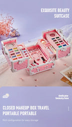 Kids Makeup Kit Little Girls 49 Pcs Washable Makeup Kit Real Girl Princess Make Up Kit with Cosmetic Case Play Set Birthday Gift-Serilas