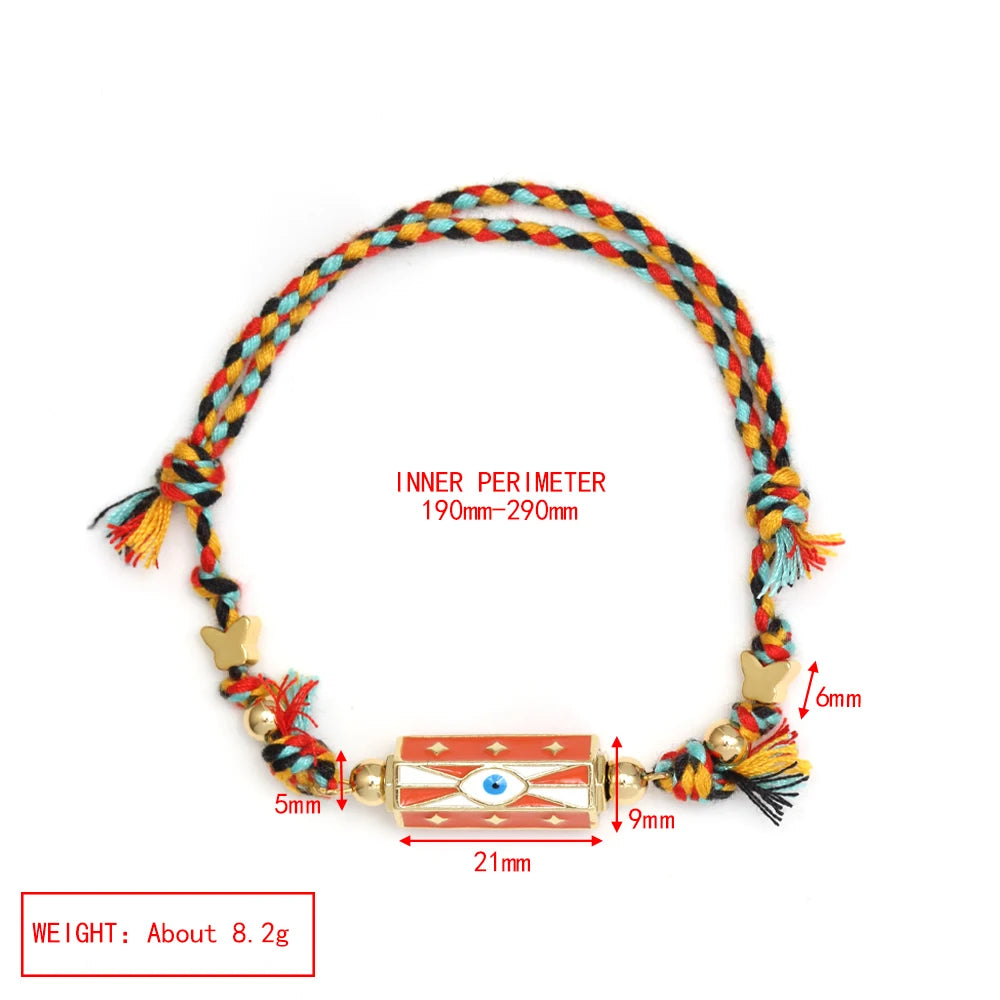 Lucky Eye Copper Enamel Turkish Evil Eye Charm Bracelet DIY Adjustable Rope Chain Bracelet for Women Men Girls Fashion Jewelry-Serilas