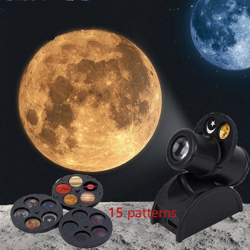 Earth Moon Light Ins Moon Projector Light Starry Sky Projector Rotate Planetarium Lamp Wall Lights room decor led Night Light-Serilas