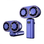 Handheld Personal Fan Compact Rechargeable Dual Fan Cooler Rechargeable Cooling Fan with Digital Display Personal Portable Fan-Serilas