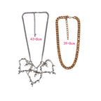 Chunky Gold Chain Necklace for Women Hypoallergenic Long Silver Love Heart Necklace Bold Statement Thick Puffy for Women Trendy-Serilas