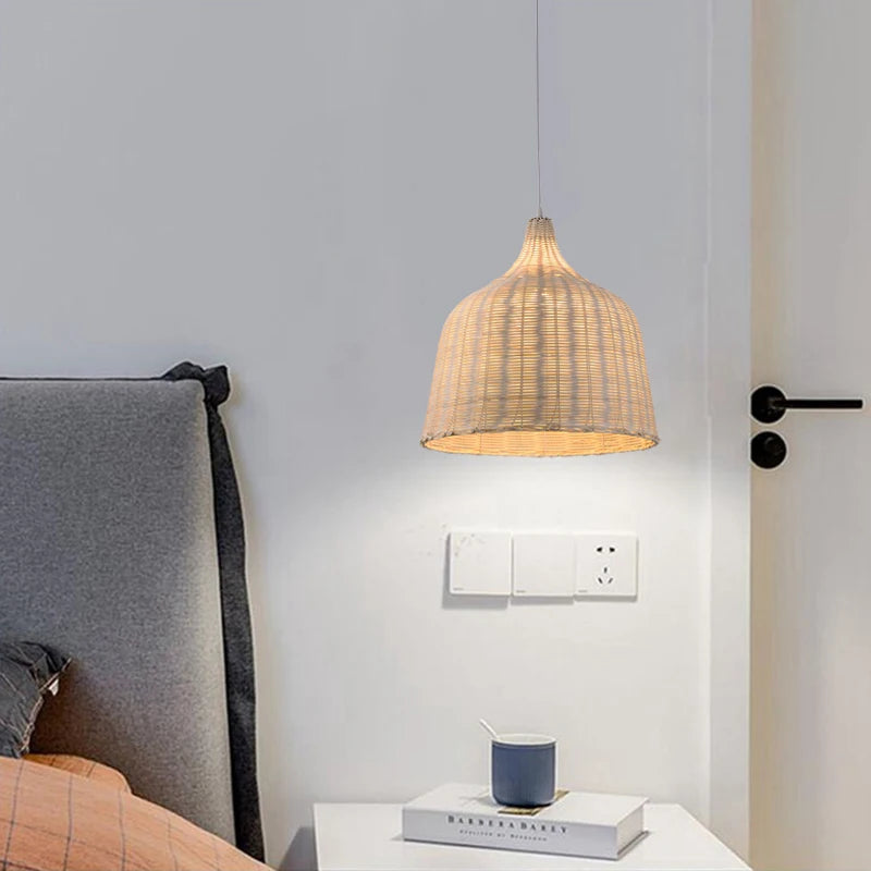 Handmade Vintage Bamboo Pendant Lamp Farmhouse Bamboo Rattan Lamp Shade Pendant Light for Restaurant Wedding Decor Chandelier-Serilas