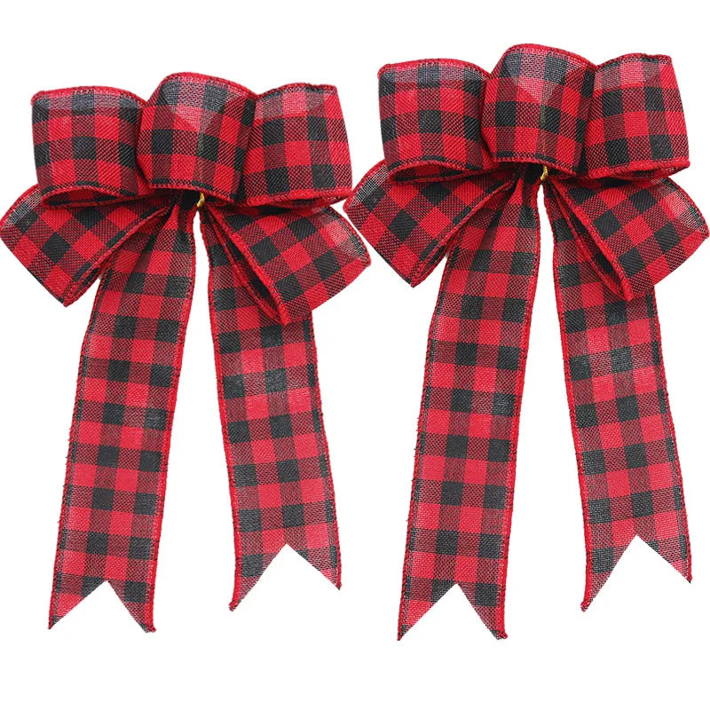 ?2pcs/pack?Christmas Tree Wreath Decoration Butterfly Knot Linen Butterfly Knot Christmas Tree Decoration DIY Handmade Materials-Serilas