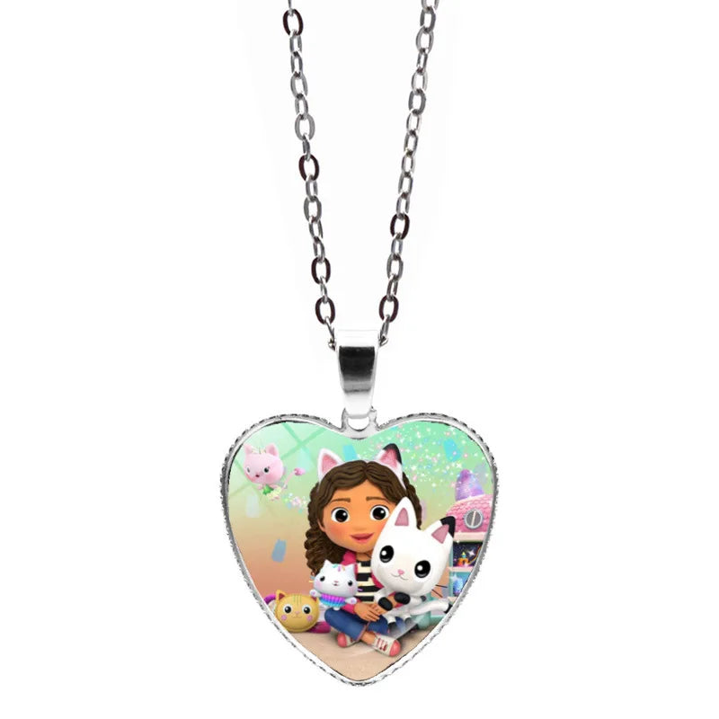 Gabby Dollhouse Heart Necklace Colorful Beaded Bracelet Cute Cartoon Anime Cosplay Jewelry Accessories Kids Girls Birthday Gift-Serilas
