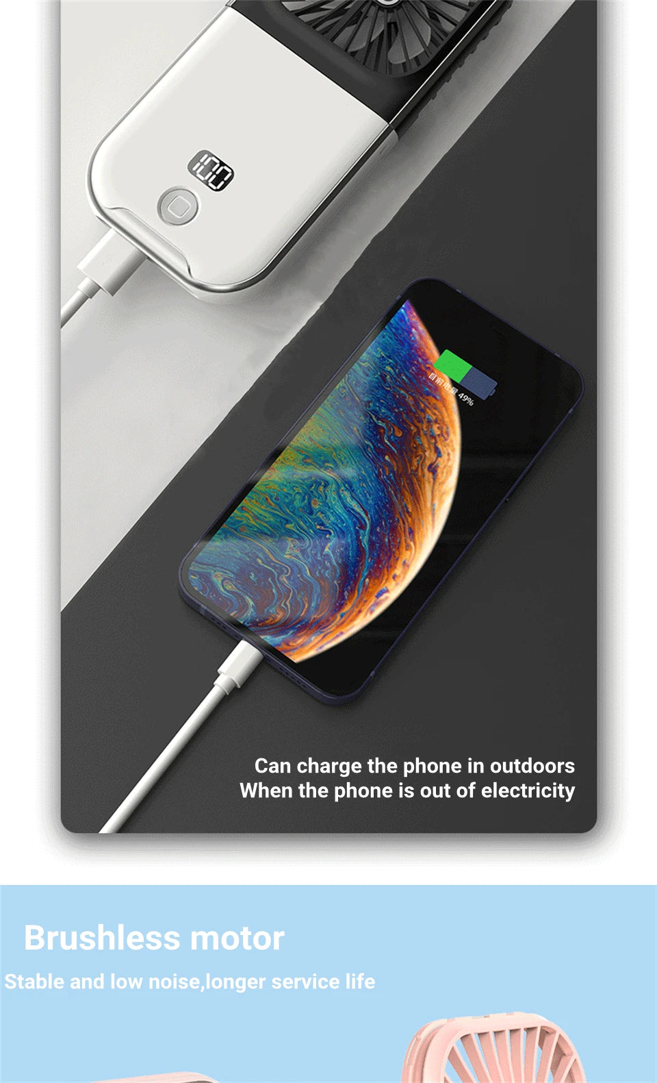 Foldable Hanging Neck Fan Cooling Desktop Refrigeration Handheld USB Mini Fan Camping Mute Ventilador Air Cooler for Sports-Serilas