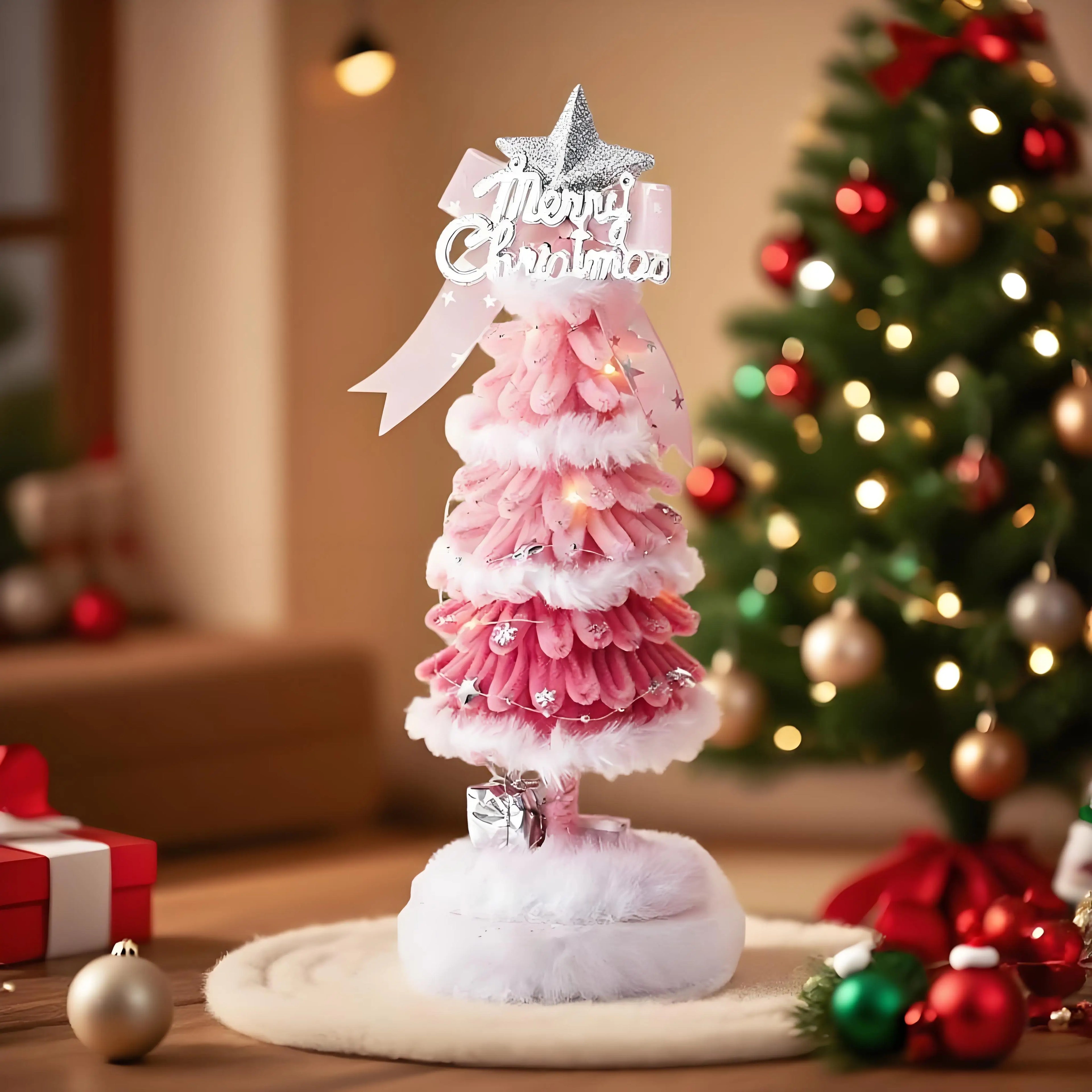 Christmas Lovely Tree Gift Holiday Tabletop Ambiance Tree Ornaments Xmas Party Tree Decoration Suitable For Family Friends-Serilas