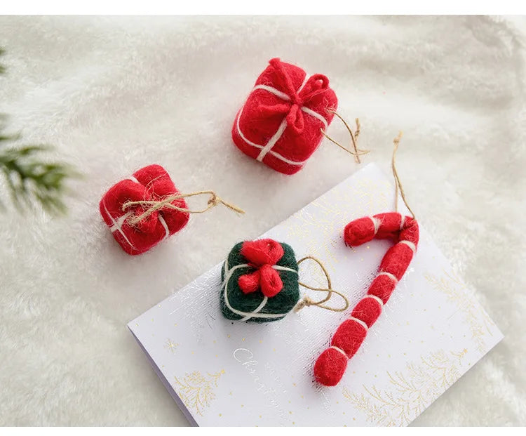 Christmas Tree Snowflake Gift Decoration Pendant Wool Felt Gingerbread Handmade DIY Accessories Christmas New Year Decoration-Serilas