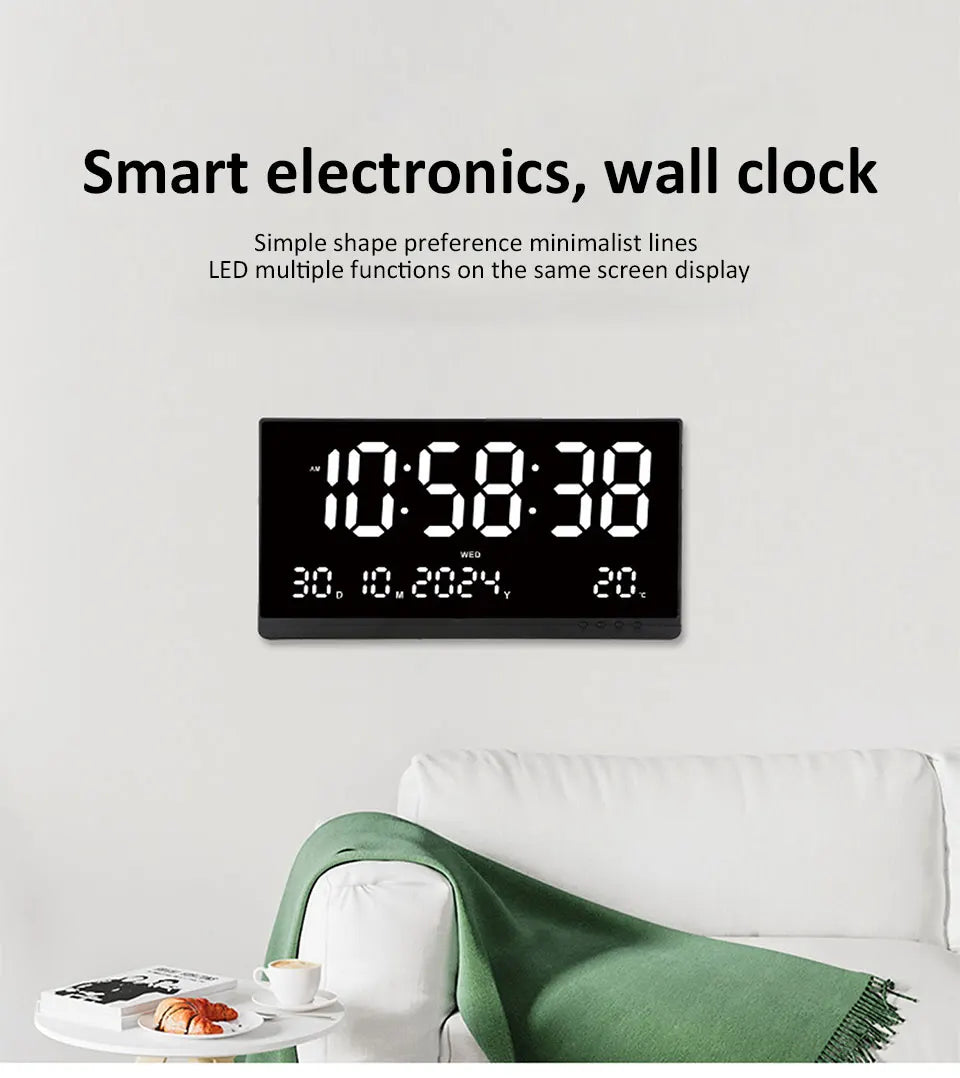 21 Inch Large Digital Wall Clock Large LED Screen Display Clock with Time/Date/Week/Temperature 12/24H Adjustable Brightness-Serilas