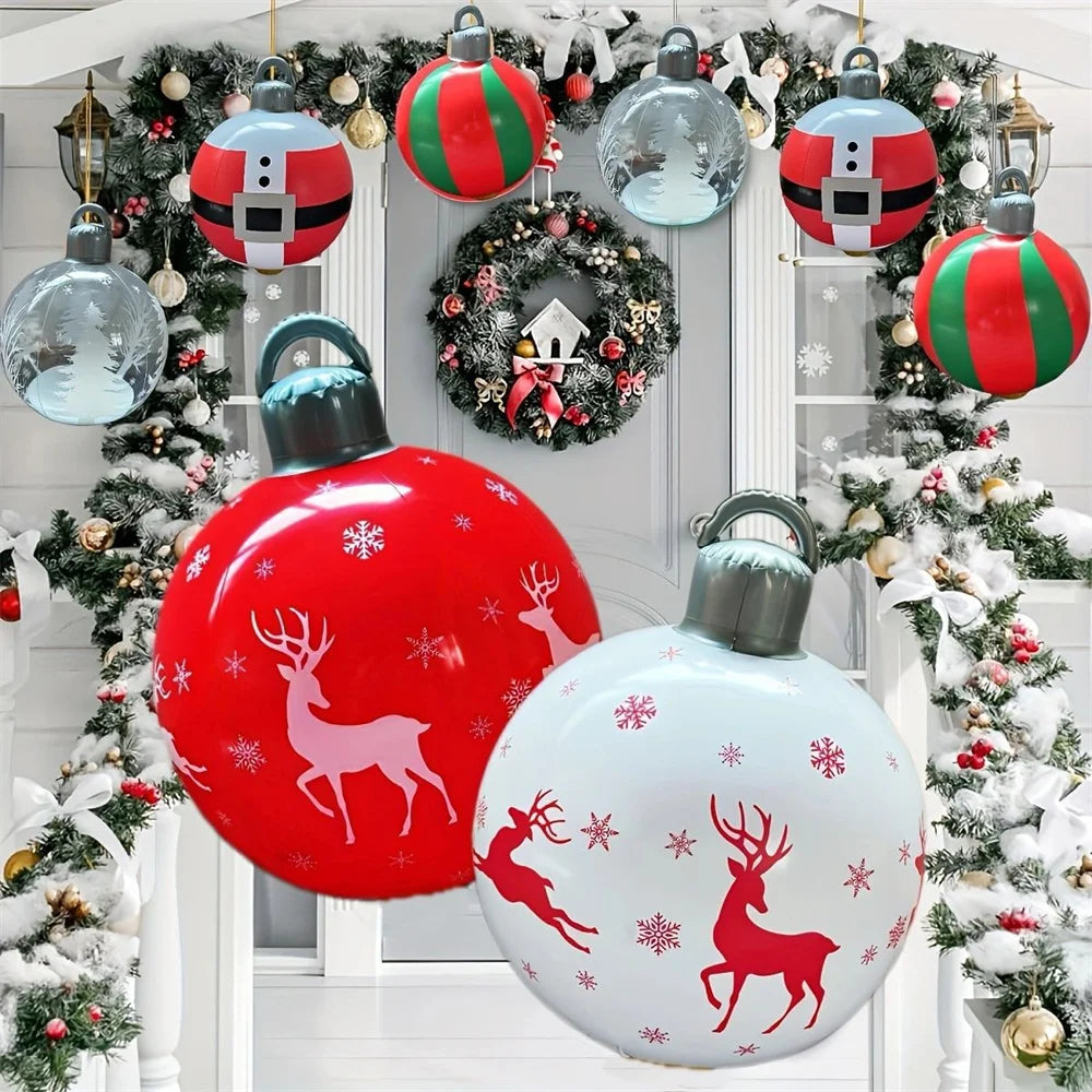 55CM Christmas Inflatable Ball Outdoor Garden Decorations PVC Giant Xmas Ball Christmas Large Balls Toy New Year Party Decors-Serilas