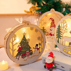 Christmas Decorations DIY Handmade House Luminous Wooden Ornaments Christmas Tree Snowman Atmosphere Pendant Send Light String-Serilas