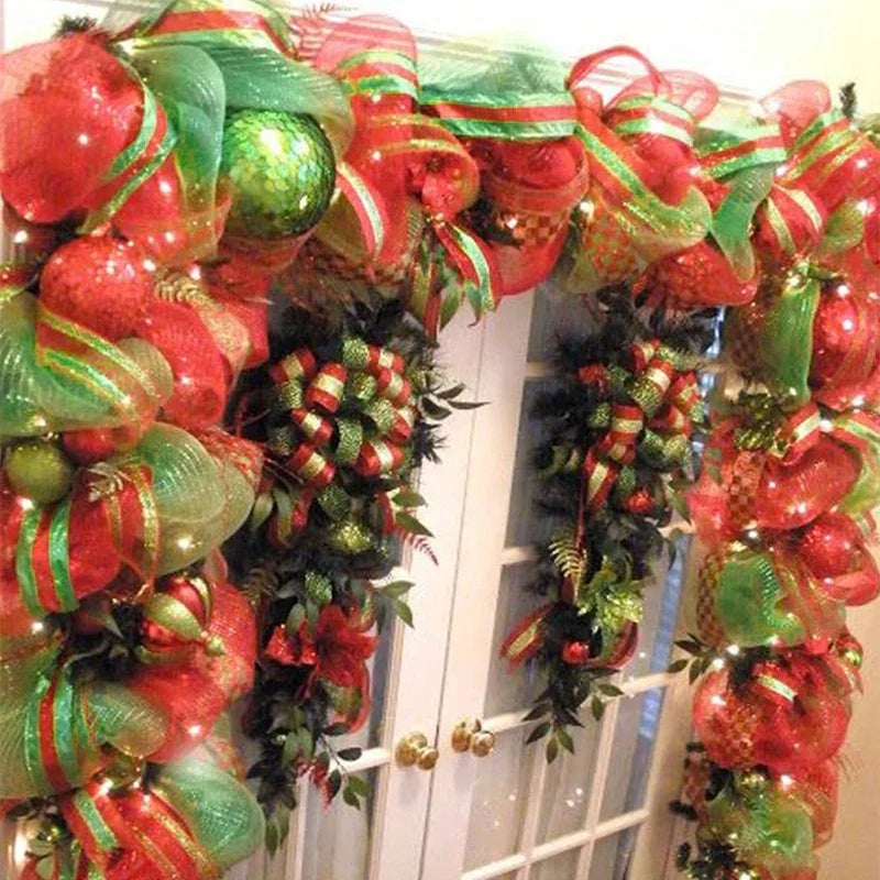 Christmas Tree Decorations Ribbon Mesh Ribbon for Wreath Bow Garland 2025 Christmas Decor Home Decor Gifts Navidad New Year 2026-Serilas