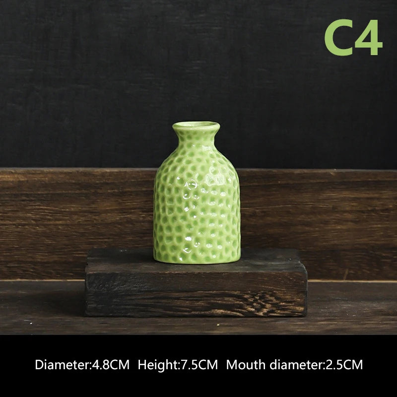 Ins Ceramics Flower Vase Nordic Hydroponics Vases Creative Room Decor Mini Flower Plant Bottle Pots Table Ornament Colorful Vase-Serilas