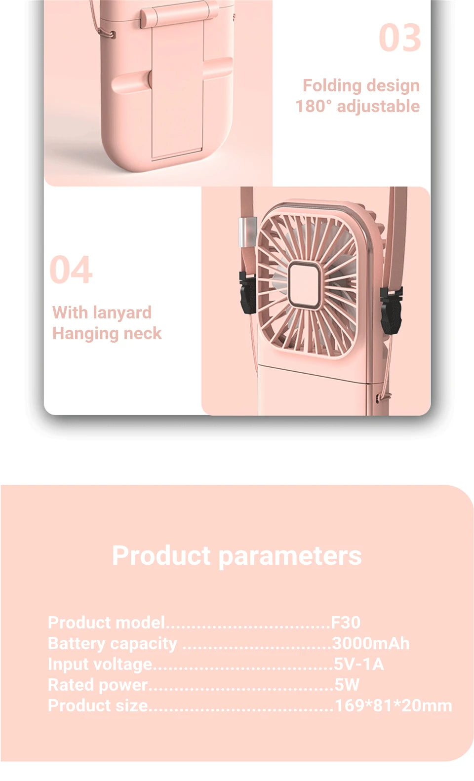 Foldable Hanging Neck Fan Cooling Desktop Refrigeration Handheld USB Mini Fan Camping Mute Ventilador Air Cooler for Sports-Serilas