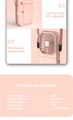 Foldable Hanging Neck Fan Cooling Desktop Refrigeration Handheld USB Mini Fan Camping Mute Ventilador Air Cooler for Sports-Serilas
