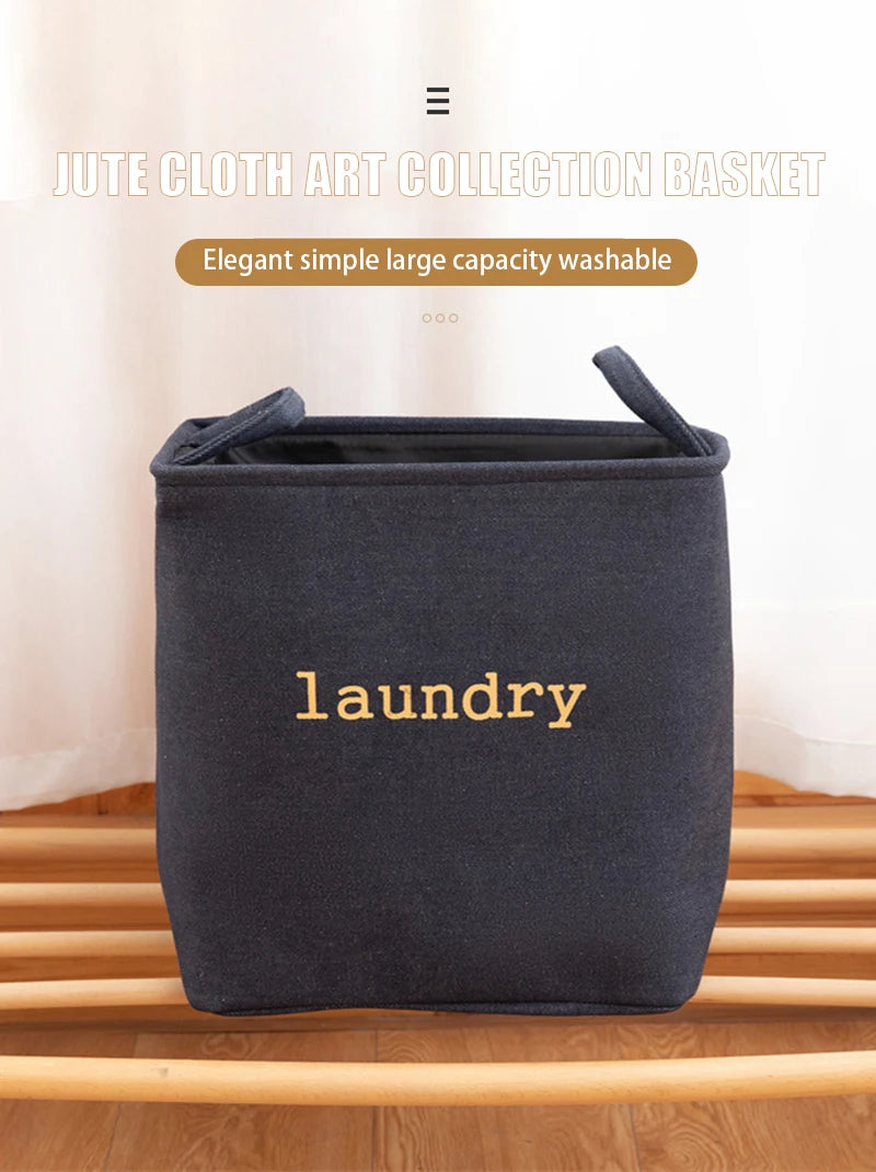 Jute Cloth Art Dirty Clothes Collection Basket Light Luxury Home Bathroom Foldable Laundry Basket Large Capacity Storage-Serilas