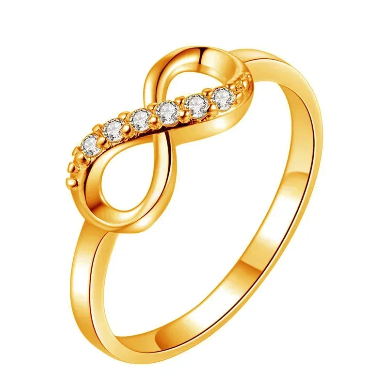 Fashion Inverted 8-shaped Crystal Studded Alloy Ring Women Versatile Crystal Twist Infinity Ring Jewelry ??????? ????????? ?????-Serilas