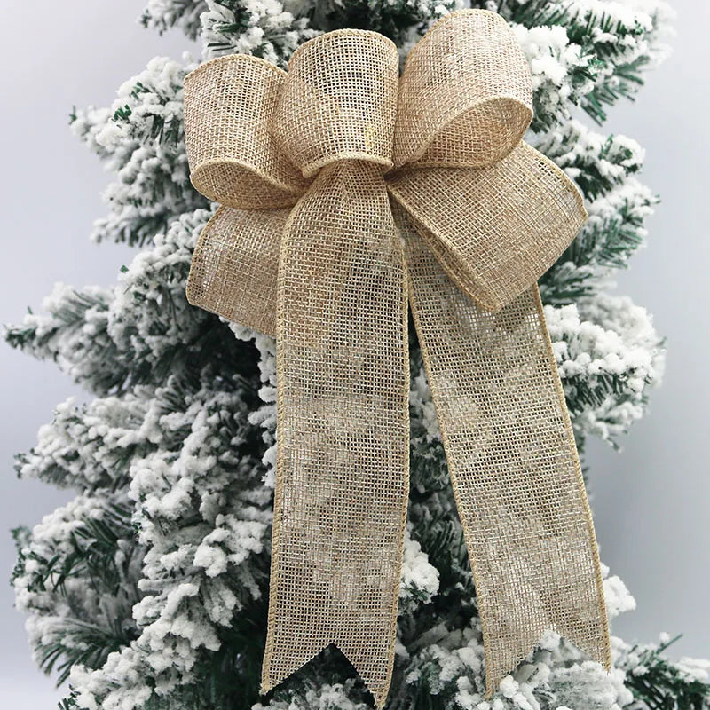 ?2pcs/pack?Christmas Tree Wreath Decoration Butterfly Knot Linen Butterfly Knot Christmas Tree Decoration DIY Handmade Materials-Serilas