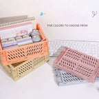5 Color Organizing Storage Baskets Case Folding Student Desktop Basket Tape Stationery Plastic Foldable Container Storage Box-Serilas