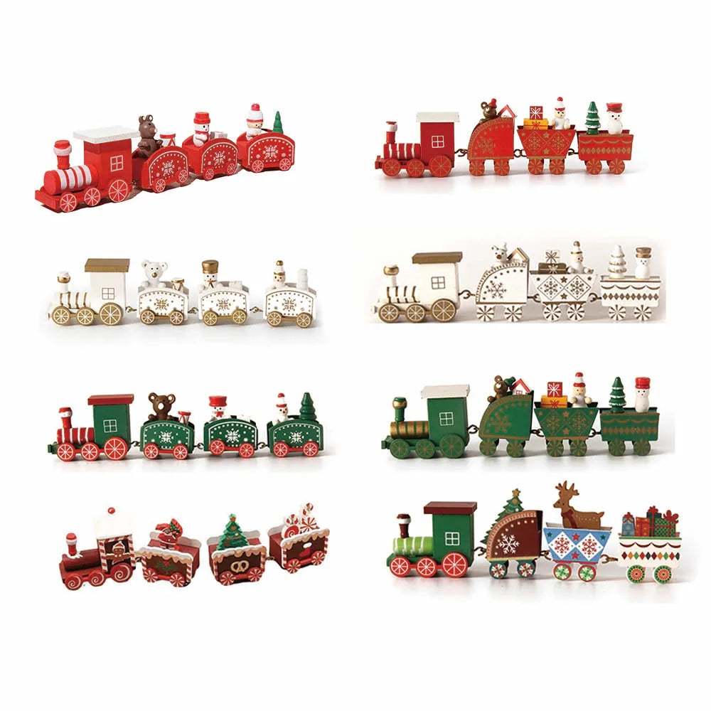 Christmas Wood Train Decoration,Christmas Ornaments With Moving Train,Home Noel,Happy New Year 2025 Gifts-Serilas