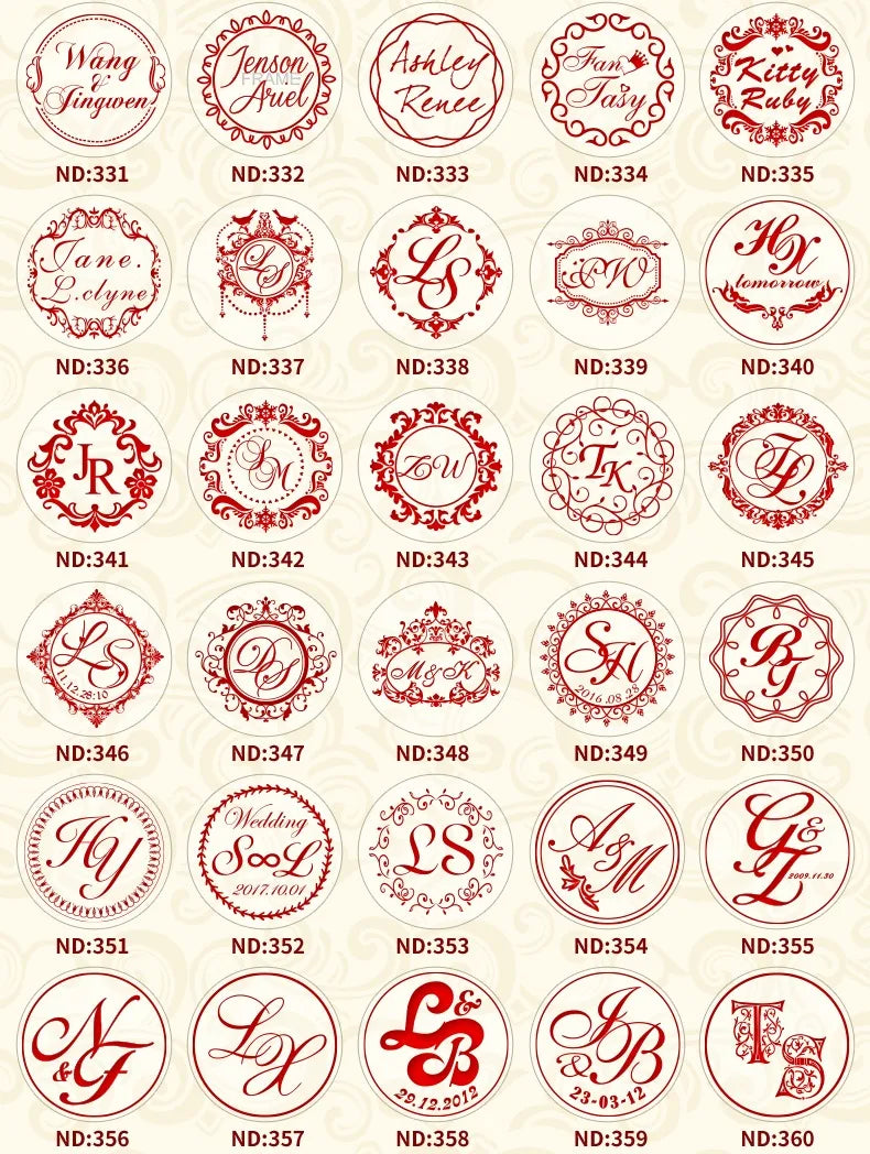 Ornament wreath Name Wedding Customized Wax Stamp Initial stamp,DIY Ancient Seal Retro Stamp,Personalized designVintage Wax Seal-Serilas